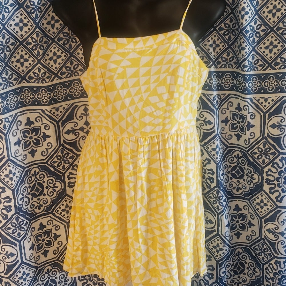 Ambar | Size 8 | Yellow Pattern Fit & Flare Dress